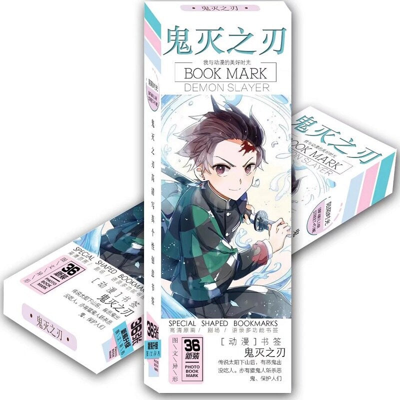 Demon Slayer: Anime Paper Bookmark 
Kimetsu no Yaiba bookmark
36 Pcs/Set 
Cartoon Bookmarks Book Holder Fans Gift Card