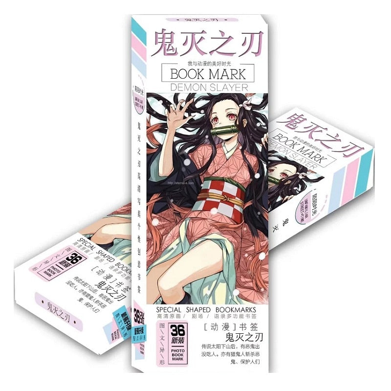 Demon Slayer: Anime Paper Bookmark 
Kimetsu no Yaiba bookmark
36 Pcs/Set 
Cartoon Bookmarks Book Holder Fans Gift Card