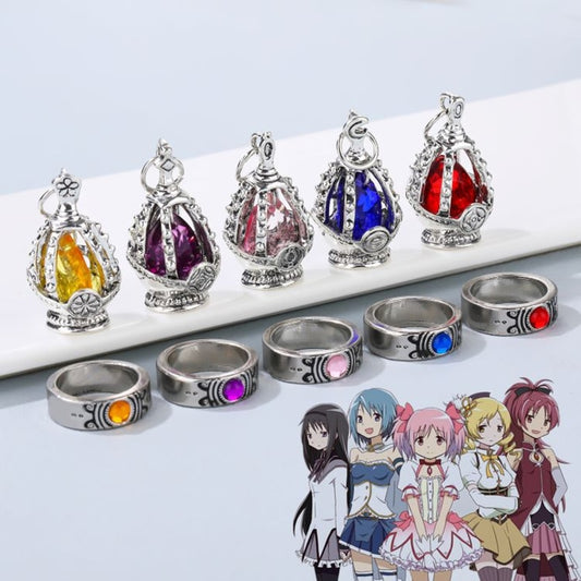 Anime Crystal Pendant Ring set by Cosplay Costumes